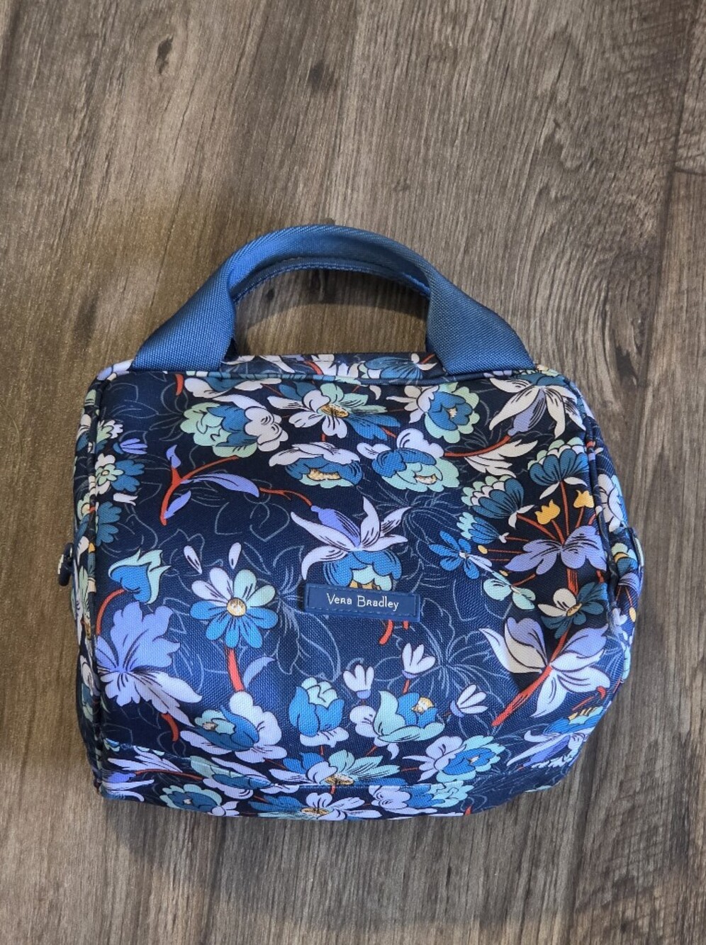 Vera Bradley Navy Floral Top-Handle Lunch Bag with Blue Accents